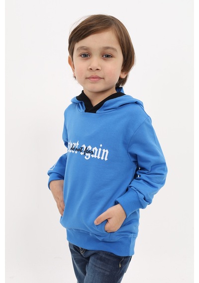 Toontoy Kids Toontoy Erkek Çocuk Relax Fit Kapüşonlu Cepli Baskılı Sweatshirt - 2 İplik Saks Toontoy Kids Toontoy Erkek Çocuk Relax Fit Kapüşonlu Cepli Baskılı Sweatshirt - 2 İplik Saks