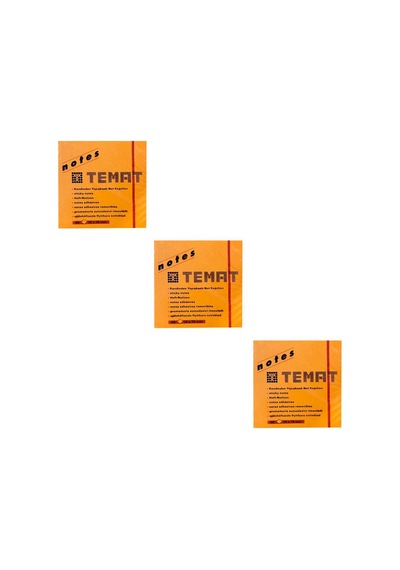 Temat 75 X 75 Mm Fosforlu Turuncu Postit - Yapışkanlı Kağıt 3'Lü