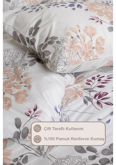Elart Fiona Nevresim Takımı Tek Kişilik %100 Pamuk Ranforce Lastikli Çarşaf 160x220 Cm Gri Gri