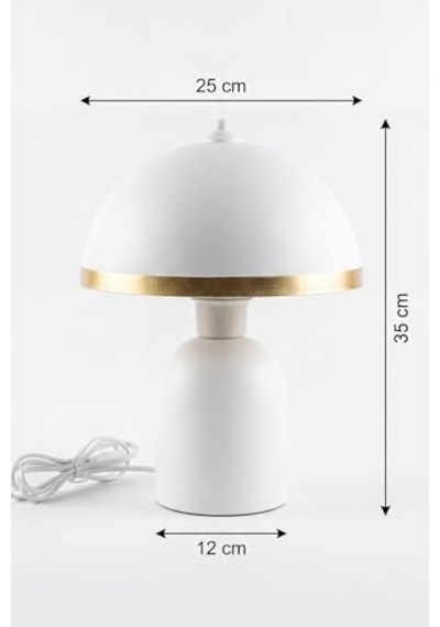 Luna Gold Abajur, Bohem Masa Lambası Ve Salon Oturma Odası Aydınlatması - Beyaz - 25 Cm Modern Dekoratif Masa La Diğer