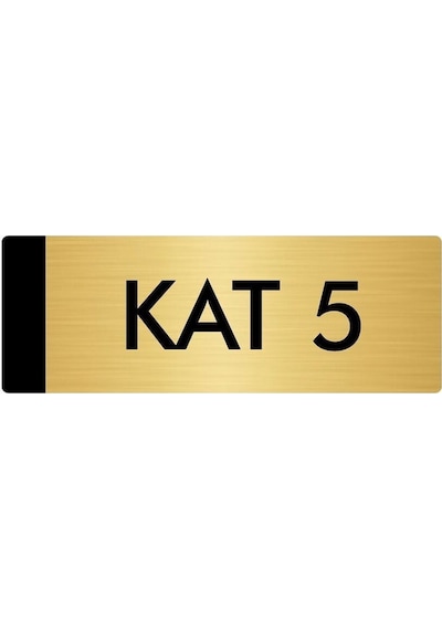 Metal Yönlendirme Levhası, Departman Kapı Isimliği Kat 5 10x20 Cm Altın Renk