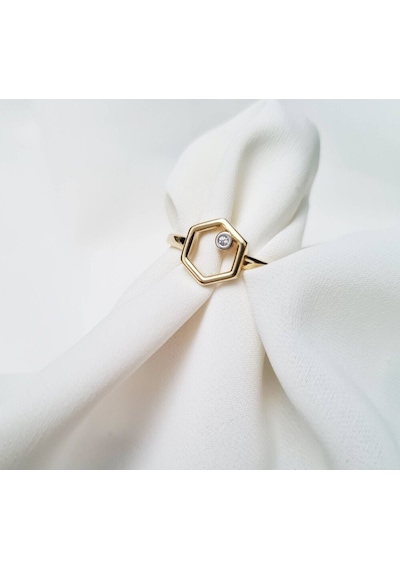 Hexagon Altın Yüzük 14K Modern 522201498