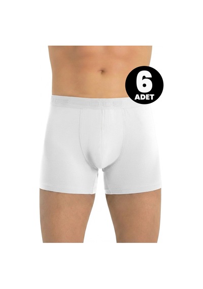 Öts Erkek 6 Lı Modal Boxer Modal Ekstra Konforlu Kalıp 2641-6 Beyaz
