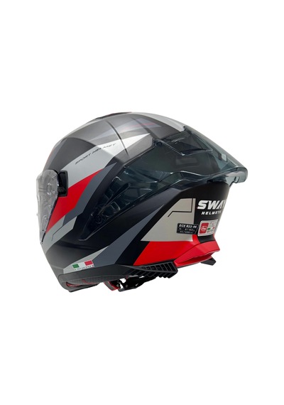 Sway Sw 865 Titan Black White Red Güneş Gözlüklü Kask Kırmızı - Mat Siyah
