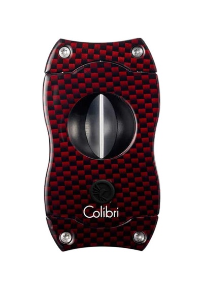 Colibri V-Cut Karbon Desenli Kırmızı Puro Kesici