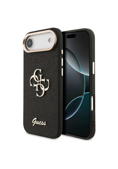 Apple Uyumlu iPhone 17 Air Kılıf Guess Lisanslı 4g Büyük Metal Kamera Çerçeveli Ve Logolu Glitter Kapak Siyah