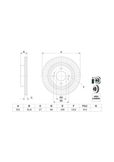 Mitsubishi Attrage 1.2 2014-2016 Bosch Ön Disk 251mm 2 Adet