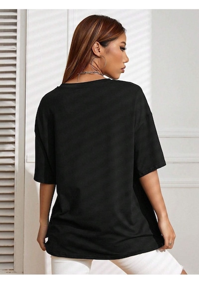 Malibu T-shirt - Siyah Baskılı Oversize Bisiklet Yaka Kısa Kol Tişört Siyah Malibu T-shirt - Siyah Baskılı Oversize Bisiklet Yaka Kısa Kol Tişört Siyah