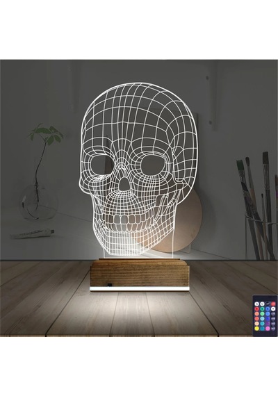 Luvivia Kuru Kafa İskelet 3d Lamba - Masa Gece Lambası Şeffaf