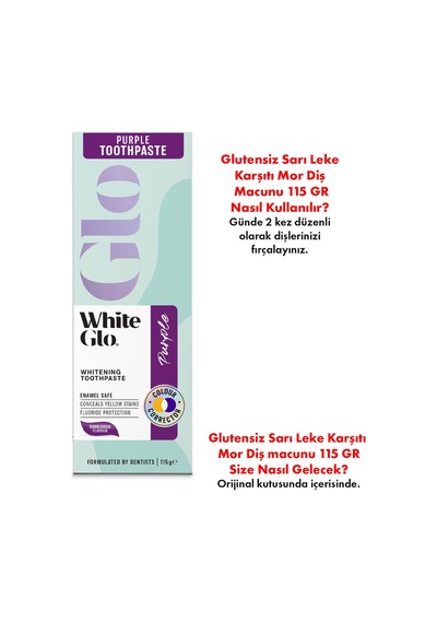 White Glo Glutensiz Sarı Leke Karşıtı Mor Diş Macunu 115 G