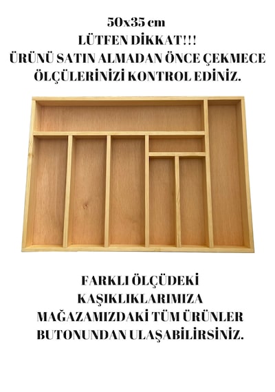 50x35 Cm Ayfiwood Ahşap Kaşıklık Çekmece İçi Yemek Takımı Ve Servis Gereçleri Düzenleyici Organizer