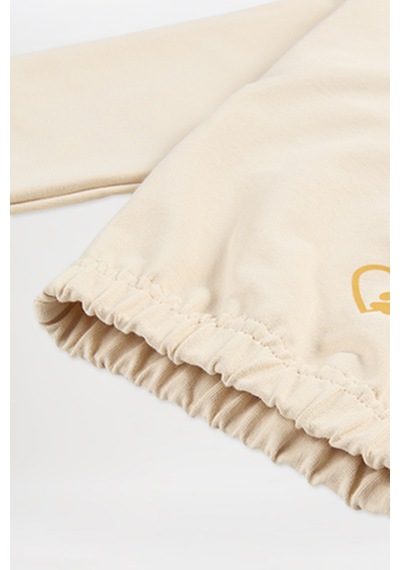 Kız Çocuk Baskı Detaylı Kapüşonlu Bej Sweatshirt 7755782