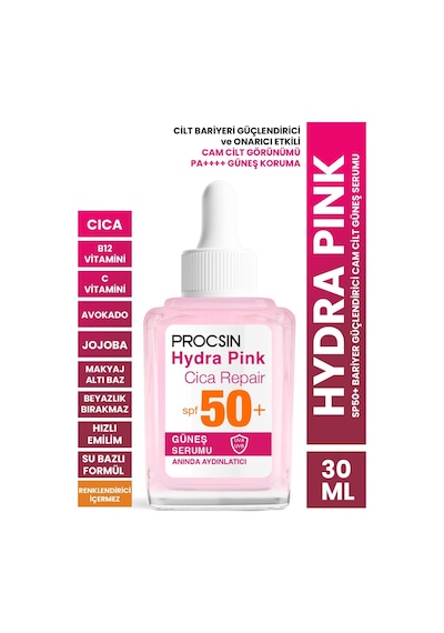 Hydra Pink Renkli Sp50 Bariyer Güçlendirici Cam Cilt Güneş Serumu 30 Ml