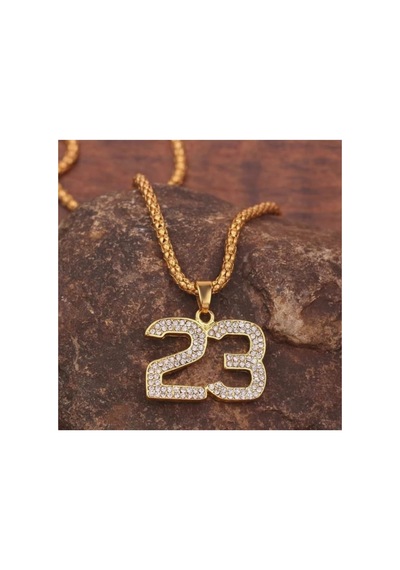 Lunarie 23 Numara İced Out Kolye 14k Gold Kararmaz Çelik Zirkon Altın