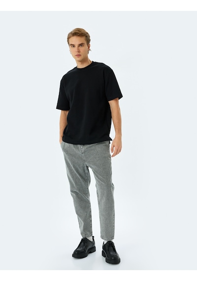 Koton Pamuklu Loose Fit Jean Pantolon - Steve Jean Gri 5sam40056ıd Gri