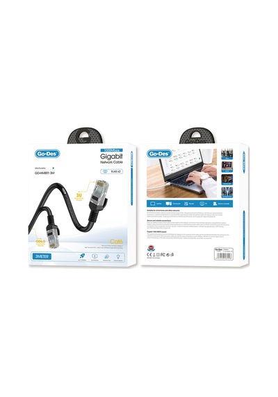 3 Metre Rj45 Ethernet Kablo Go Des Gd-hm891 1000mbps Aktarım Hızı Siyah