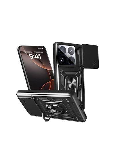 Xiaomi Mi 15 Pro Uyumlu Kılıf Pars Lens Yüzüklü Silikon - Siyah