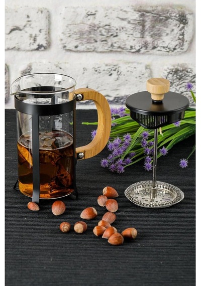 Lüx Cam 350 Ml French Press Siyah Açık Mavi