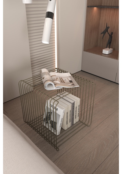 Bonj19 Miami Dopamin Minimalist Metal Tel Yan Sehpa Modern Küp Yan Sehpa & Modüler Kitaplık Dergilik Bonj19