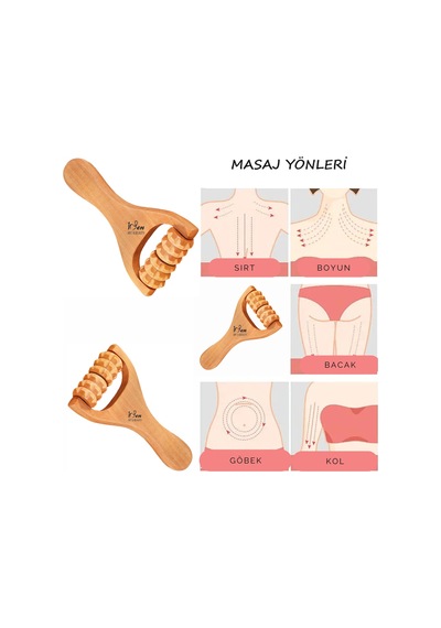 Maderoterapi Rivli Tetik Rulosu Ahşap Masaj Aleti Kahverengi
