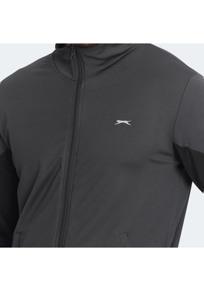 Slazenger RAPID Erkek Fermuarlı Dik Yaka Cepli Koyu Gri Eşofman Takımı