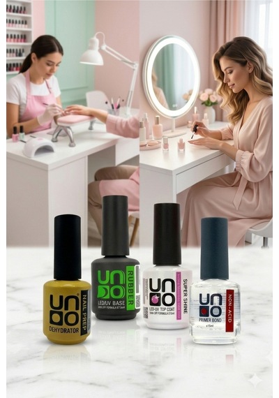 Uno Rubber Base Primer Dehidratör 4'lü Set Protez Tırnak Hazırlık Seti Uno Nail Prep 4-set Uno Rubber Base Primer Dehidratör 4'lü Set Protez Tırnak Hazırlık Seti Uno Nail Prep 4-set