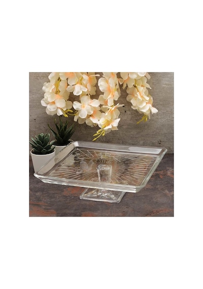 950007 Madlen Ayaklı Kare Servis Tabağı 24 Cm Beyaz