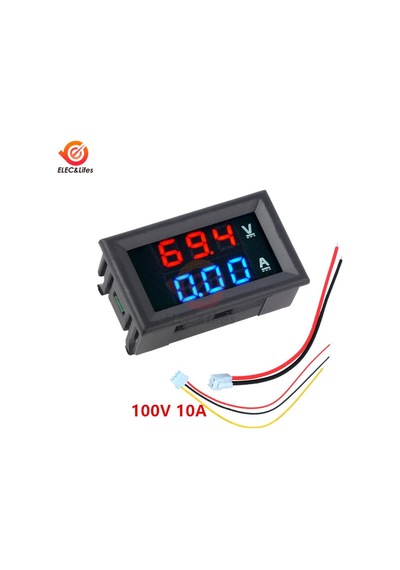 3bit 100v 10a-dc 100v 200v 10a 4 Haneli Yüksek Hassasiyetli Voltmetre Ampermetre Mavi + Kırmızı Led Amp Çift Ekran Dijital Volt Metre Ölçer