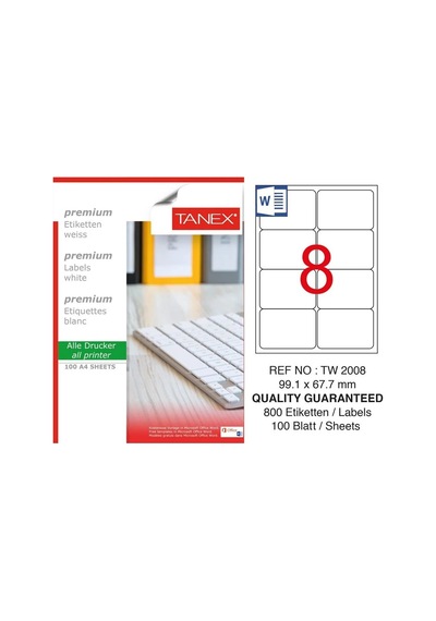Tanex TW-2008 99,1x67,7 mm Kuşe Laser Etiket