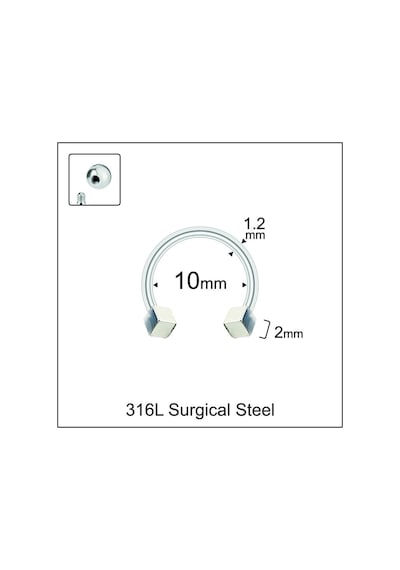 316 L Cerrahi Çelik Kıkırdak Helix Tragus Piercingi Gümüş