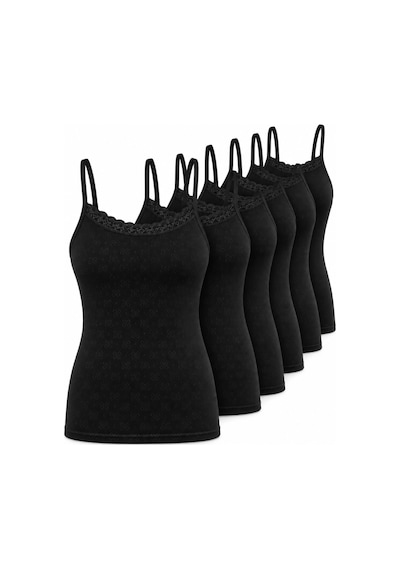 Westicgiyim Kadın Pamuklu İp Askılı Dantelli Atlet 6 Lı Paket %100 Pamuk Siyah Beyaz Ten M-l-xl-2xl