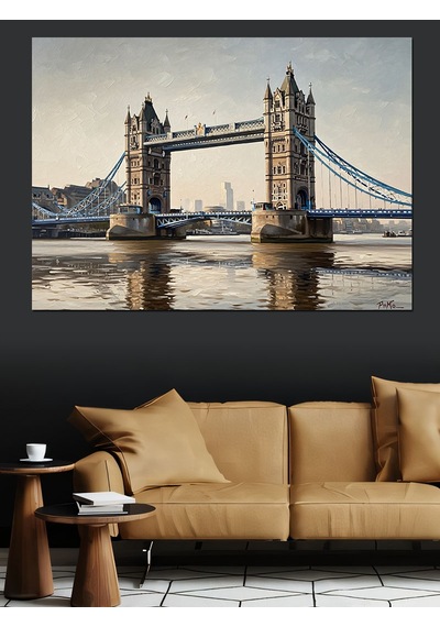 Ahşap Tablo Londra Tower Bridge Şehir Manzarası