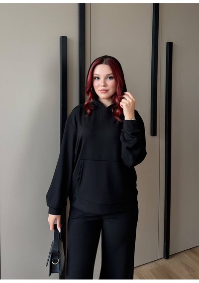 Modanida Kadın Siyah Modal Oysho Kumaş Oversize Kapüşonlu Kanguru Cepli Eşofman Takımı Rahat İkili Takım Siyah Siyah Modanida Kadın Siyah Modal Oysho Kumaş Oversize Kapüşonlu Kanguru Cepli Eşofman Takımı Rahat İkili Takım Siyah Siyah