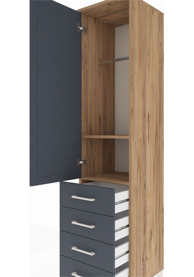 Hyperion Dolap 2 Raflı 4 Çekmeceli Tek Askılı 44x44x195 Çam-a... Çam