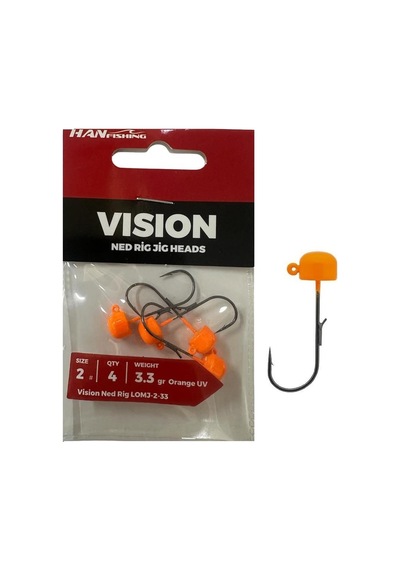 Hanfish Vision Ned Rig Jig Head Lomj 3.3gr No:2 Orange Uv 4 Adet