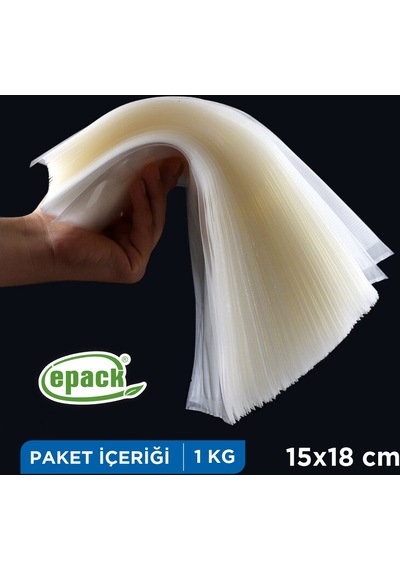 Sanayi Tipi Vakum Poşet - Vakum Makinesi Naylonu 1Kg - 15X18 Cm
