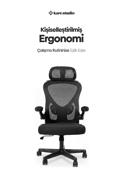 Karr Office Oslo Siyah Ergonomik Çalışma Sandalyesi Siyah