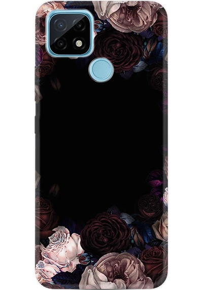 Realme C11 2021 Kılıf Resimli Desenli Silikon Platinium Series Dark Flowers 1906