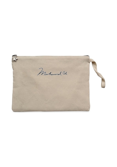 Muhammed Ali White Text Krem Clutch Astarlı Cüzdan / El Çantası Krem
