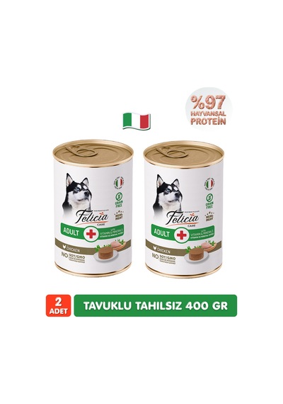 %97 Proteinli Tahılsız Tavuklu Ezme Yetişkin Köpek Konserve Maması 400 Gr X 2 Adet