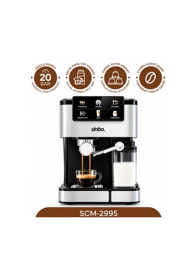 Espresso Kahve Makinesi 6 Programlı, 1.5l Su & 500ml Süt Hazneli Renkli