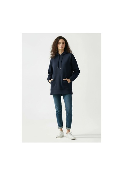Lyvean Kapşonlu 3 İplik Penye Sweatshirt Lacivert