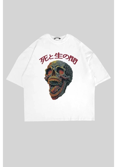 Startmore Skull Scream Baskılı Oversize Unisex Beyaz Beyaz