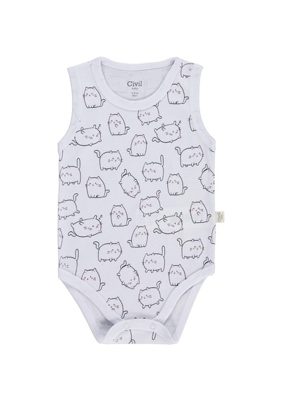 Civil Baby Kedi Empirmeli 3 Lü 0-36 Ay Çıtçıtlı Badi - Beyaz