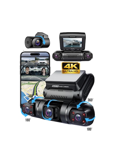 X19 Premium 4 Lens Araç İçi Kamera Wifi Gps 4k Ultra Hd Ön Arka İç Kamera Gece Görüşü Park Modu Dvr