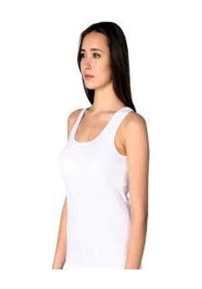 Seher Kadın Beyaz 6'lı Paket %100 Pamuk Ribana Atlet Beyaz