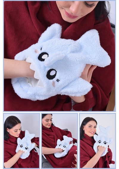 Shark Desenli Mavi Su Torbası Kılıfı Yumuşak