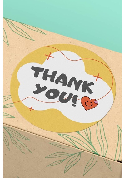 Bulutlu Kalpli Thank You Sticker 3x3cm St2202 Çok Renkli