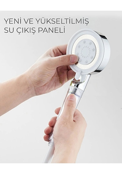 Mucit Home Spa Modlu Filtreli Duş Başlığı 5 Fonksiyonlu Duş Fiskiyesi Beyaz