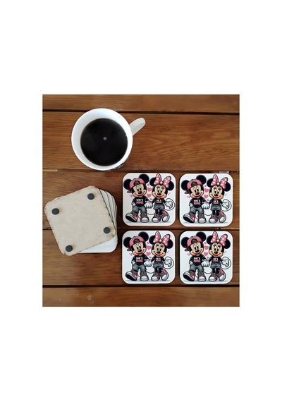 Mickey Mouse Dekoratif Ahşap Bardak Altlığı Seti 031 Çok Renkli